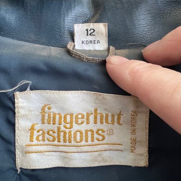 Vintage Fingerhut navy blue faux leather jacket size 12 - Picture 3 of 5